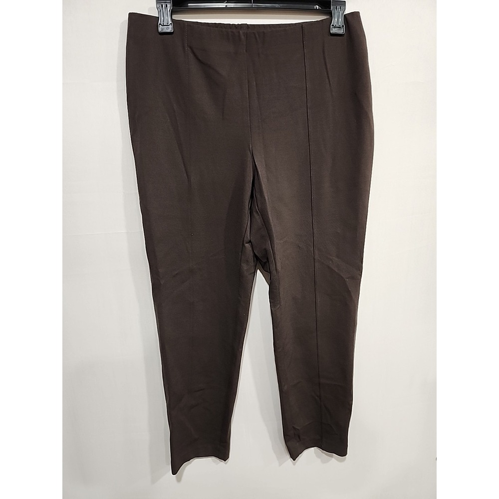 J. Jill Ponte Slim Leg Pants Womens L Dark Brown 34 Waist 29 Inseam Pull On